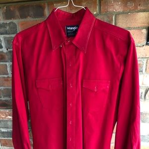 Men’s long sleeve red button down shirt